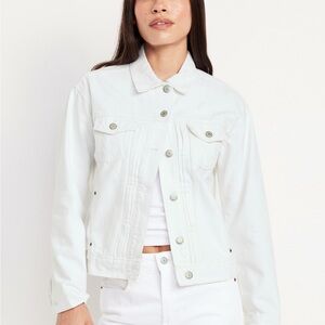 ⭐️ NEW ⭐️Old Navy White Jean Jacket with Stitched Lines - XXL (NEW WITH TAGS)